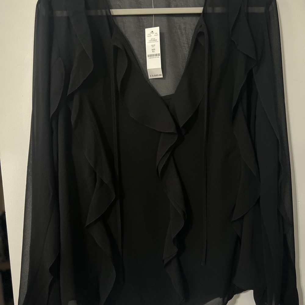 Elegant Black Ruffled Women's Top